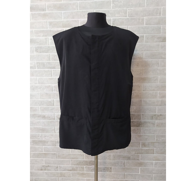 Vest with 2 two pockets in gabardine or wet silk or linen-gabardine - Waistcoat
