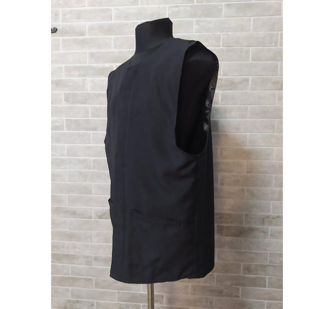 Vest with 2 two pockets in gabardine or wet silk or linen-gabardine - Waistcoat