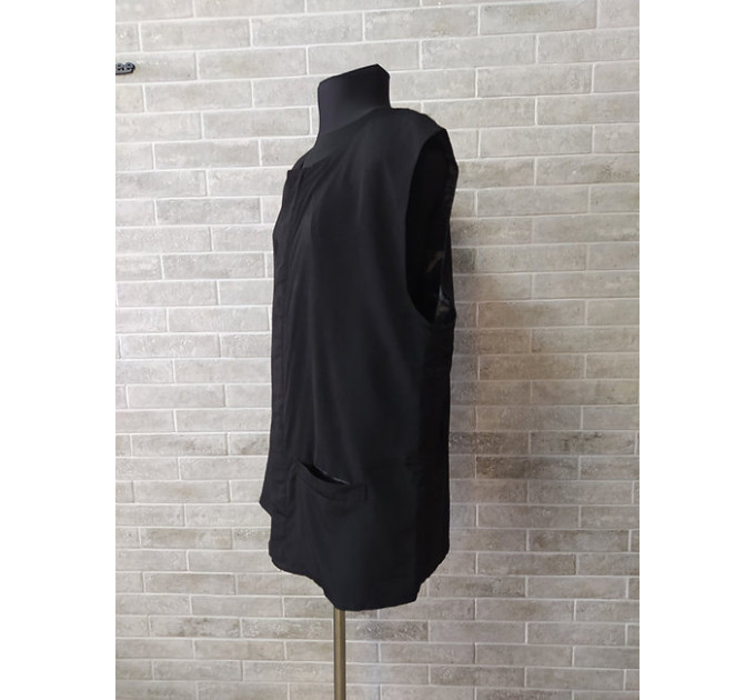 Vest with 2 two pockets in gabardine or wet silk or linen-gabardine - Waistcoat