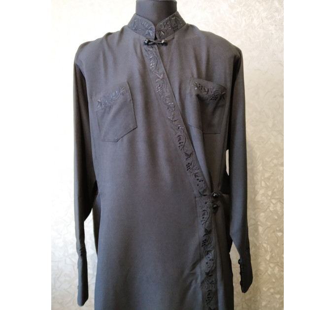 Black Orthodox cassock - Greek Cassock in wet silk - Greek Cassock in gabardine - Cassock for a priest - Religious cloth - Undercassock