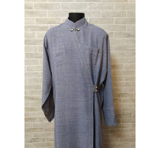 Gray Orthodox cassock - Cassock in gray gabardine / linen-gabardine - Cassock for a priest- Inner cassock - Undercassock