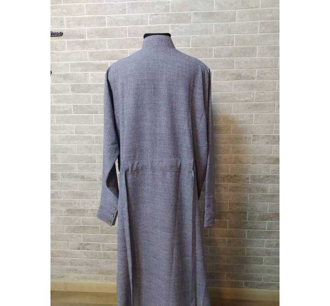 Gray Orthodox cassock - Cassock in gray gabardine / linen-gabardine - Cassock for a priest- Inner cassock - Undercassock
