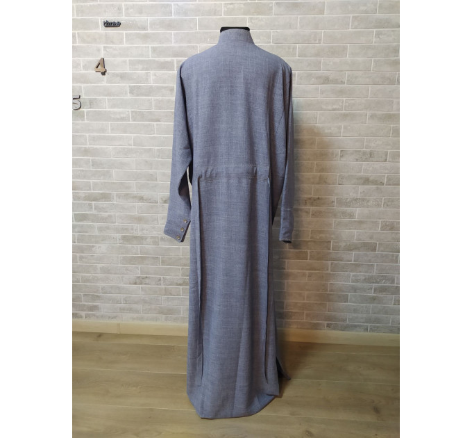 Gray Orthodox cassock - Cassock in gray gabardine / linen-gabardine - Cassock for a priest- Inner cassock - Undercassock