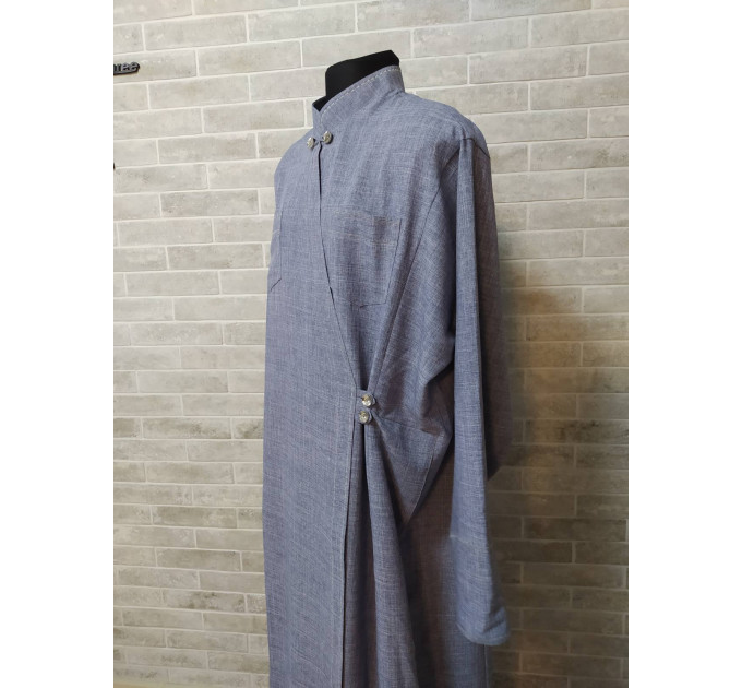 Gray Orthodox cassock - Cassock in gray gabardine / linen-gabardine - Cassock for a priest- Inner cassock - Undercassock