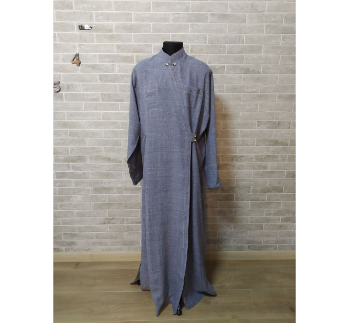 Gray Orthodox cassock - Cassock in gray gabardine / linen-gabardine - Cassock for a priest- Inner cassock - Undercassock