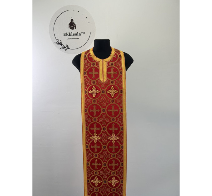 Priest's stole and cuffs - Communion set in brocade - Orthodox priest set
