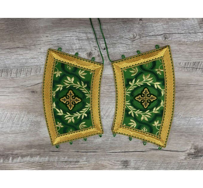 Violet brocade priest set of stole and cuffs - Communion set - Orthodox set