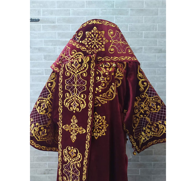 Embroidered bishop's vestment set with small and large omophor on velvet