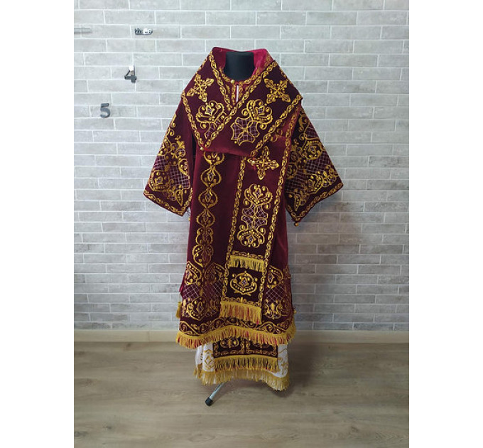 Embroidered bishop's vestment set with small and large omophor on velvet