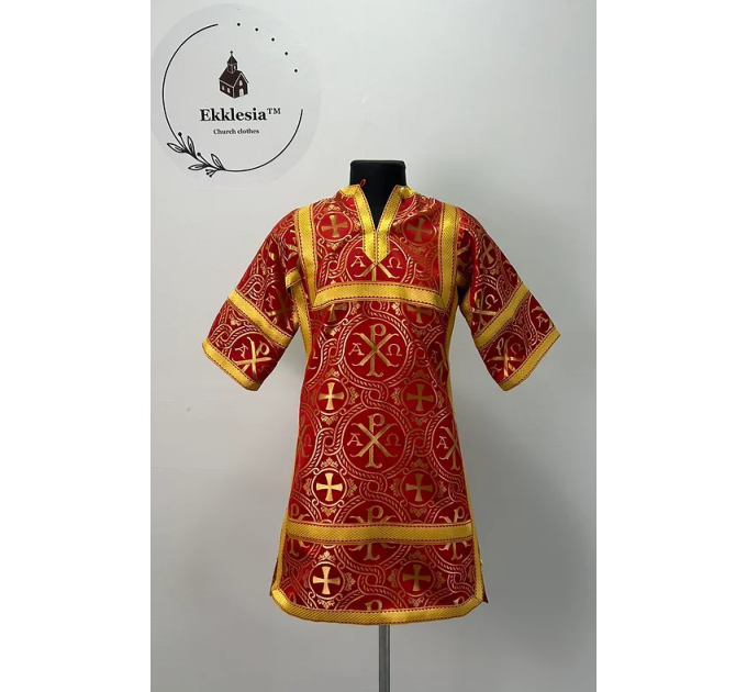 Red childrens sticharion (up to 150 cm height) - Church Altar Server robe
