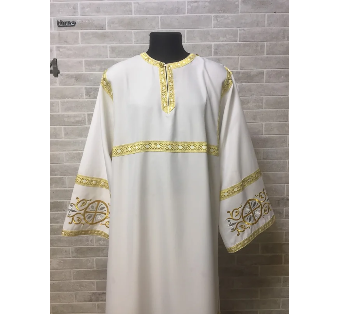 Stichar with embroidered cross - Church sticharion - Altar server reader robe