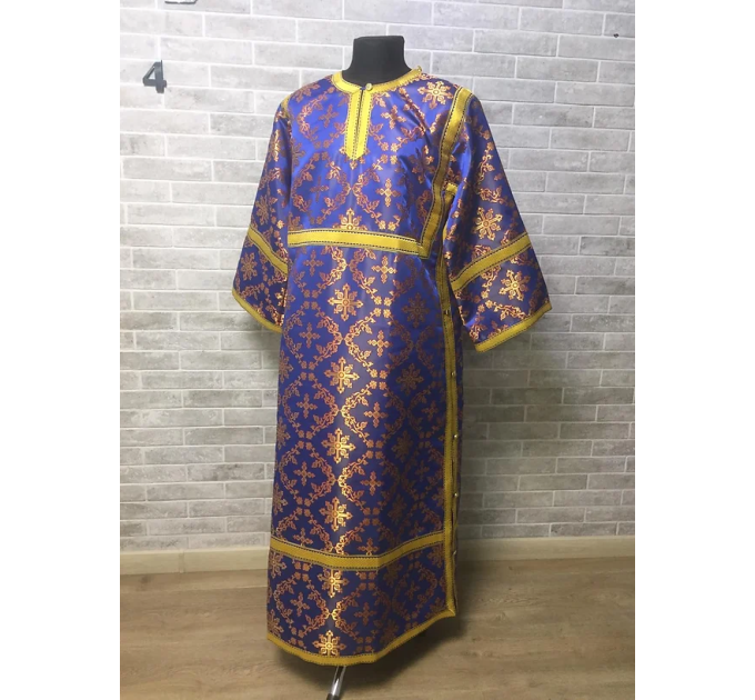 Brocade stichar with icon on the back - Altar server reader robe - Sticharion