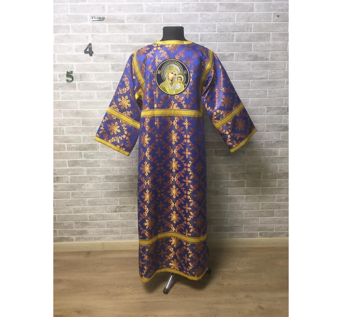 Brocade stichar with icon on the back - Altar server reader robe - Sticharion