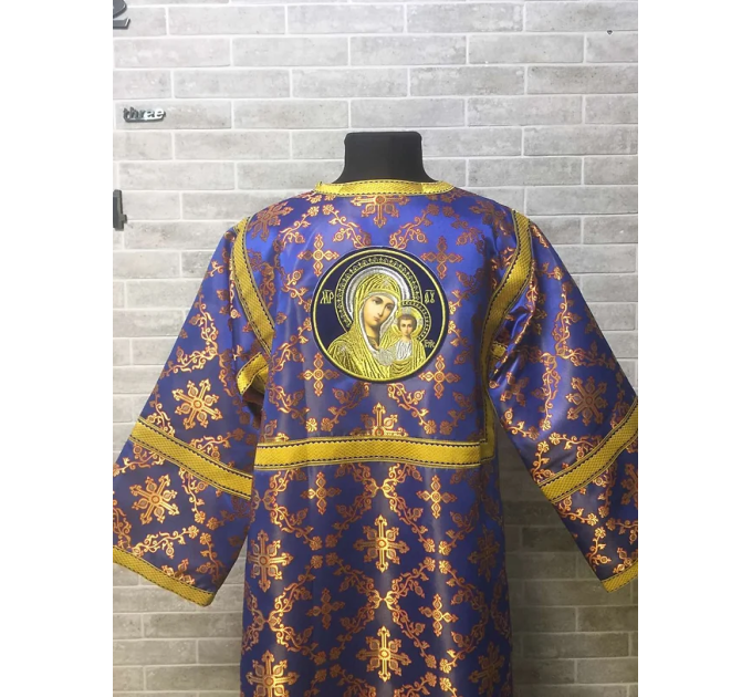Brocade stichar with icon on the back - Altar server reader robe - Sticharion