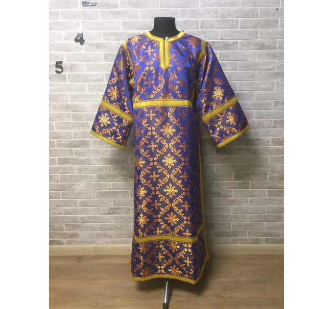 Brocade stichar with icon on the back - Altar server reader robe - Sticharion