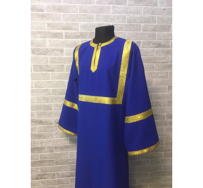 Blue Altar Server Reader Robe in gabardine - Stikharion - Surplice - Rochet alb