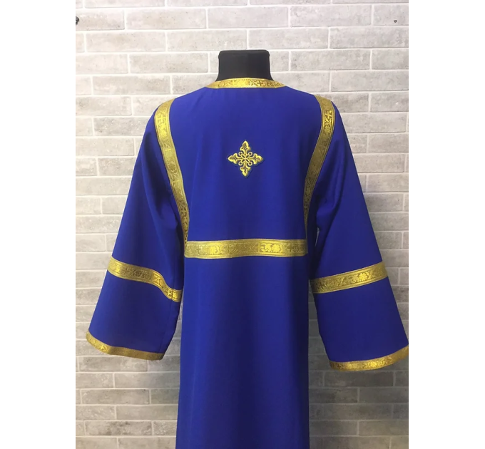 Blue Altar Server Reader Robe in gabardine - Stikharion - Surplice - Rochet alb