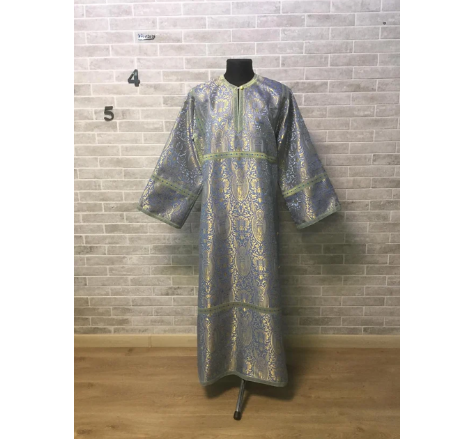 Blue brocade sticharion - Stikhar - Altar Server Reader Robe - Liturgical cloth