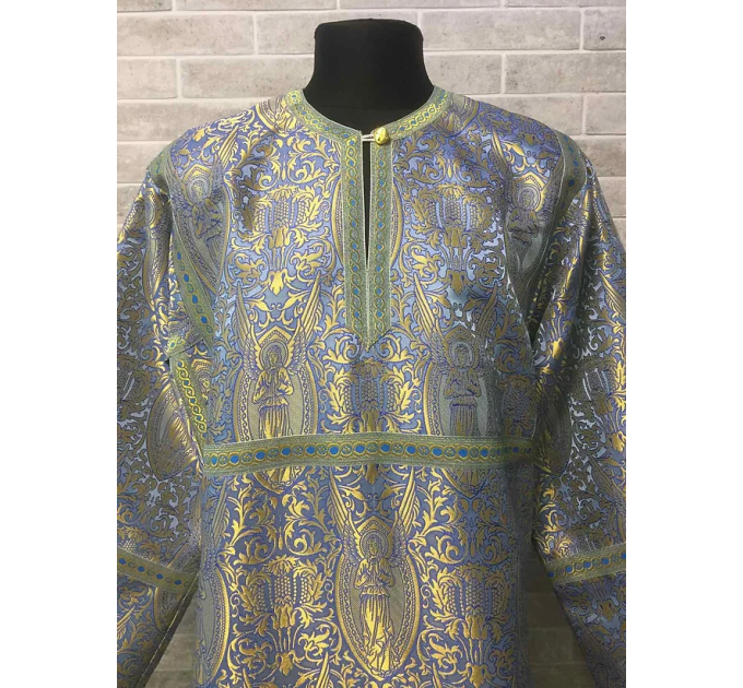 Blue brocade sticharion - Stikhar - Altar Server Reader Robe - Liturgical cloth