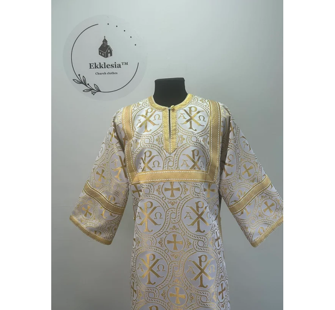 Altar Server Reader Robe in Christmas brocade - Stikharion - Surplice - Rochet