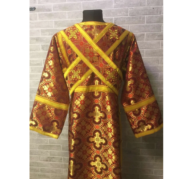 Red subdeacon's vestment set - Sticharion and single orar in Greek brocade