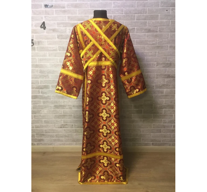 Red subdeacon's vestment set - Sticharion and single orar in Greek brocade