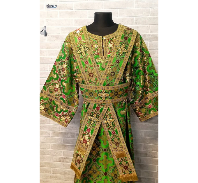 Green sticharion for subdeacon - Vestment in greek brocade - Orthodox liturgical