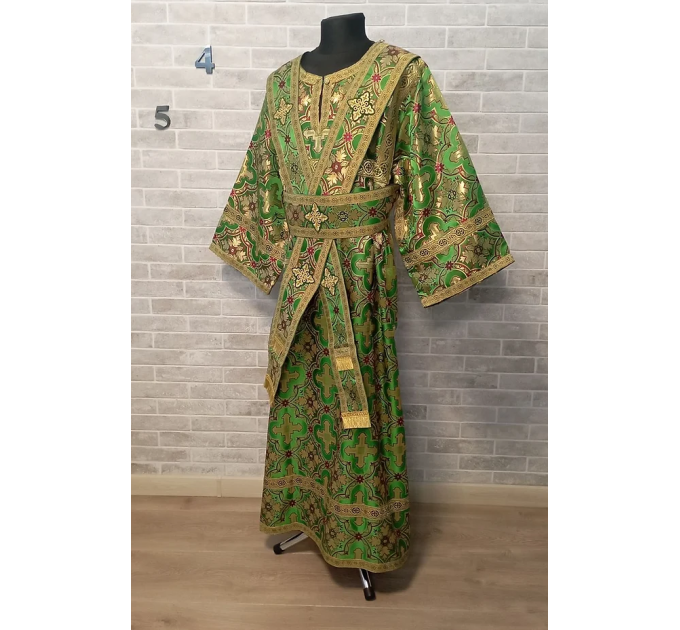 Green sticharion for subdeacon - Vestment in greek brocade - Orthodox liturgical