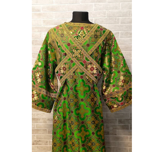 Green sticharion for subdeacon - Vestment in greek brocade - Orthodox liturgical