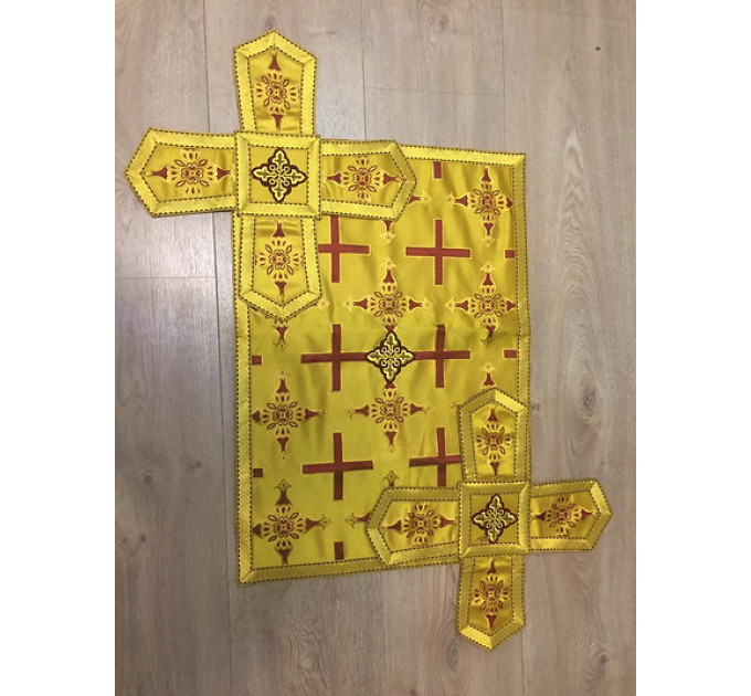 Orthodox Chalice Covers in greek brocade with aer