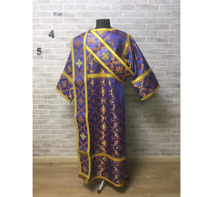 Protodeacon's liturgical vestment - Orthodox sticharion with icon, double orar
