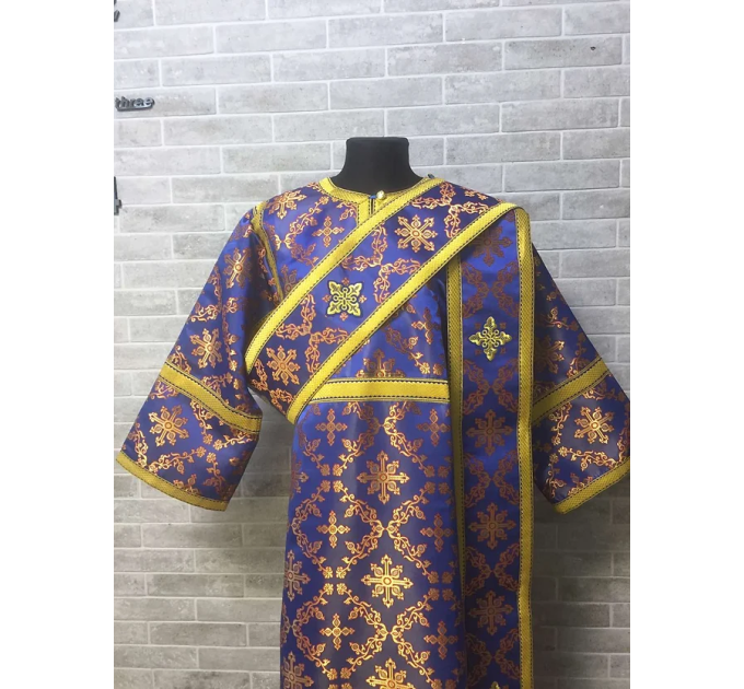 Protodeacon's liturgical vestment - Orthodox sticharion with icon, double orar