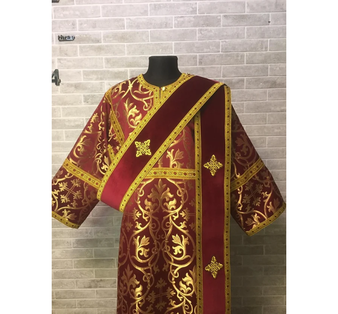 Protodeacon's combined set: velvet orar and brocade sticharion - Deacon's set