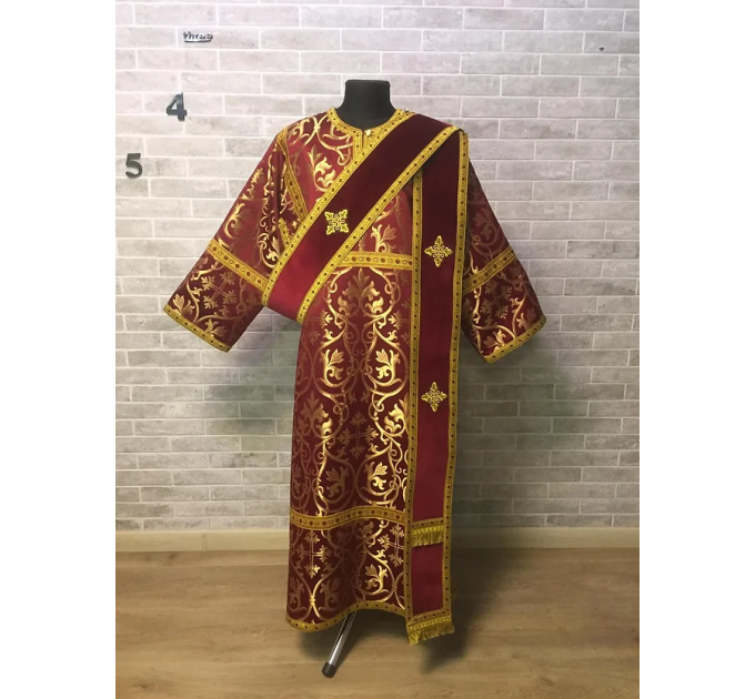 Protodeacon's combined set: velvet orar and brocade sticharion - Deacon's set