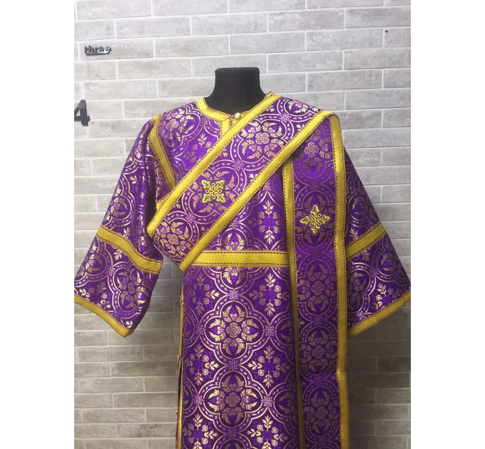 Protodeacon's liturgical vestment - Orthodox sticharion, double orar and cuffs