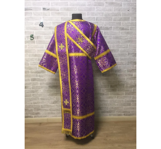 Protodeacon's liturgical vestment - Orthodox sticharion, double orar and cuffs