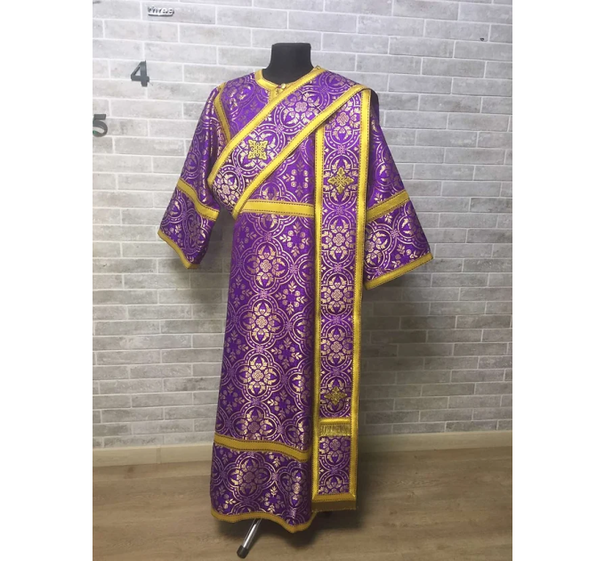 Protodeacon's liturgical vestment - Orthodox sticharion, double orar and cuffs