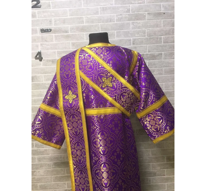 Protodeacon's liturgical vestment - Orthodox sticharion, double orar and cuffs