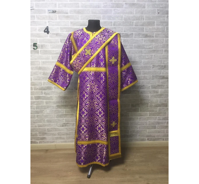 Protodeacon's liturgical vestment - Orthodox sticharion, double orar and cuffs