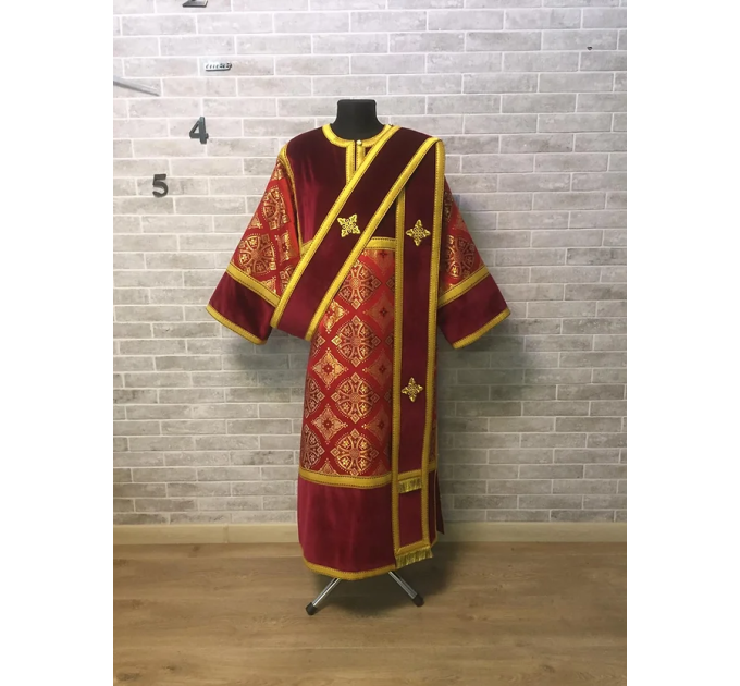 Combined velvet and brocade Protodeacon's sticharion - Deacon's alb and orar