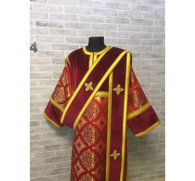 Combined velvet and brocade Protodeacon's sticharion - Deacon's alb and orar