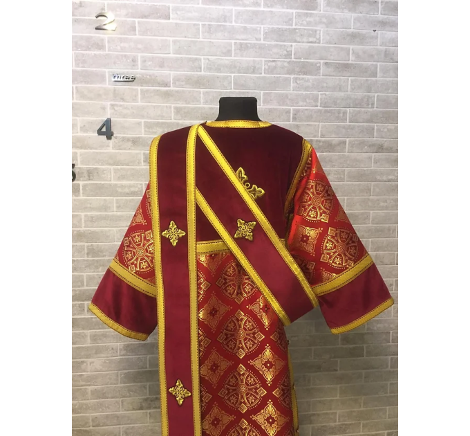 Combined velvet and brocade Protodeacon's sticharion - Deacon's alb and orar