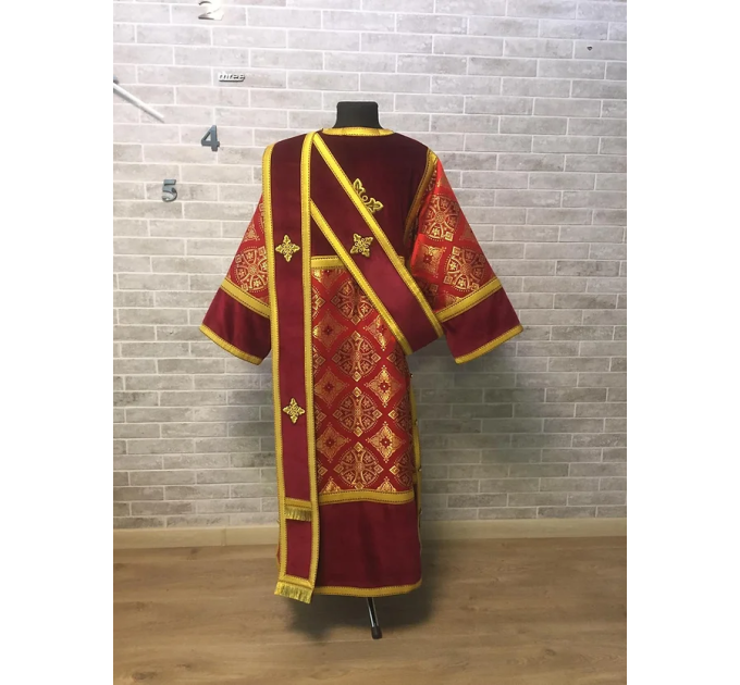 Combined velvet and brocade Protodeacon's sticharion - Deacon's alb and orar