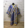 Dark blue protodeacon's vestment - Orthodox sticharion and double Greek orar