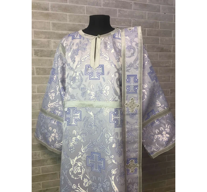 White vestment for deacon - Stichar and orar in white-gold brocade