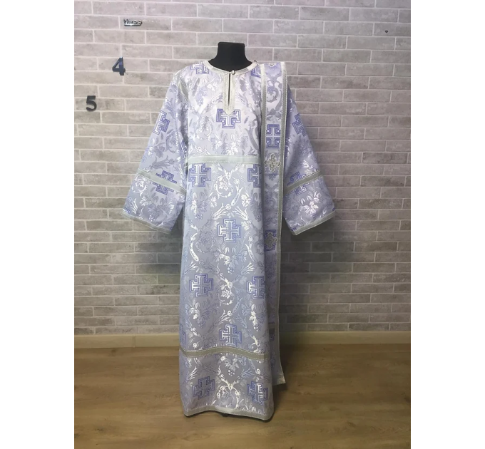 White vestment for deacon - Stichar and orar in white-gold brocade