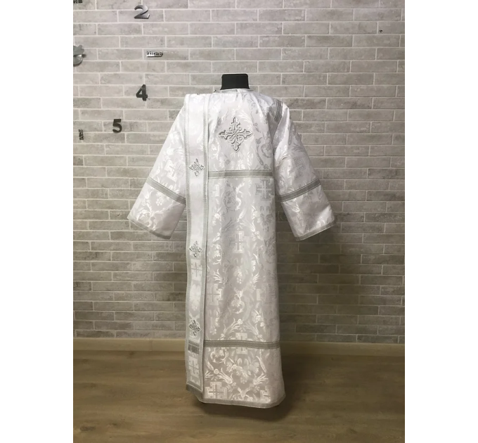 White vestment for deacon - Stichar and orar in white-gold brocade