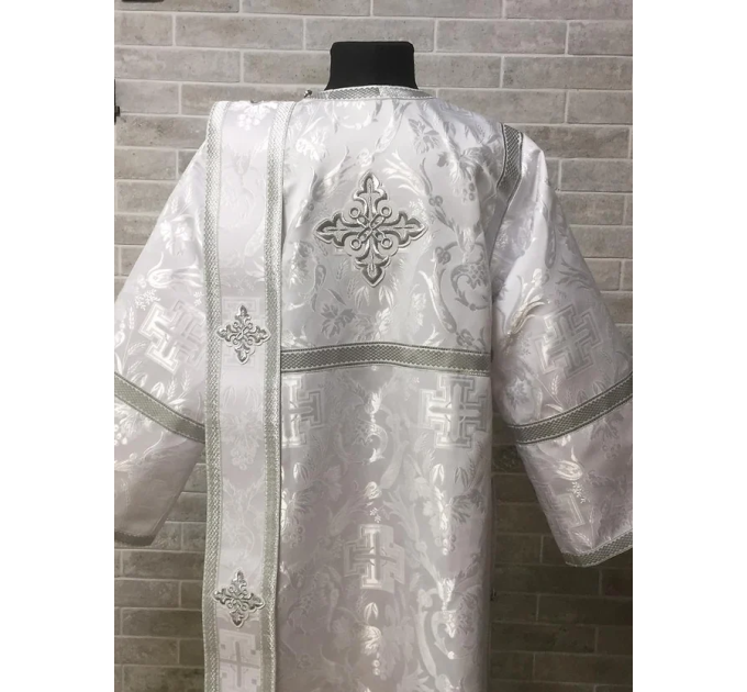 White vestment for deacon - Stichar and orar in white-gold brocade