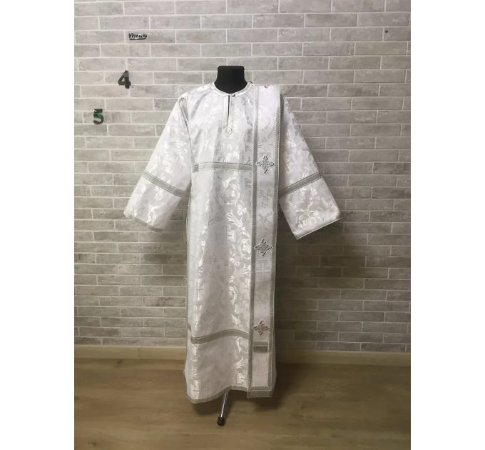 White vestment for deacon - Stichar and orar in white-gold brocade