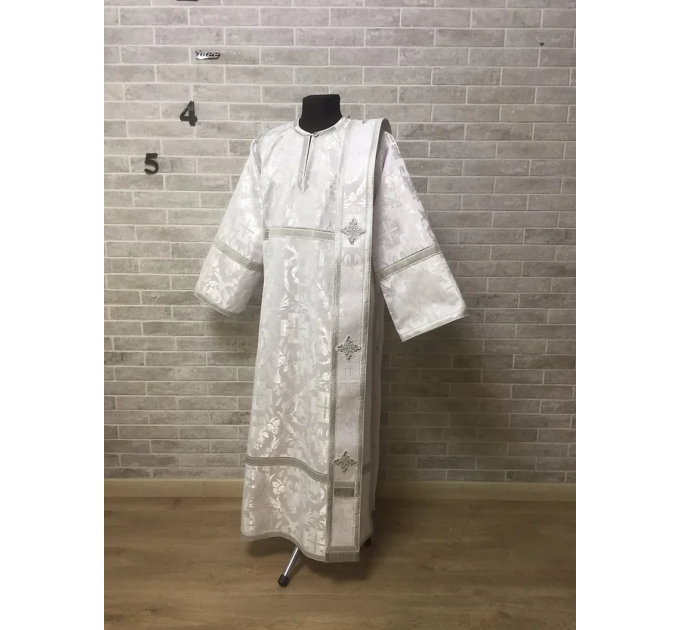 White vestment for deacon - Stichar and orar in white-gold brocade